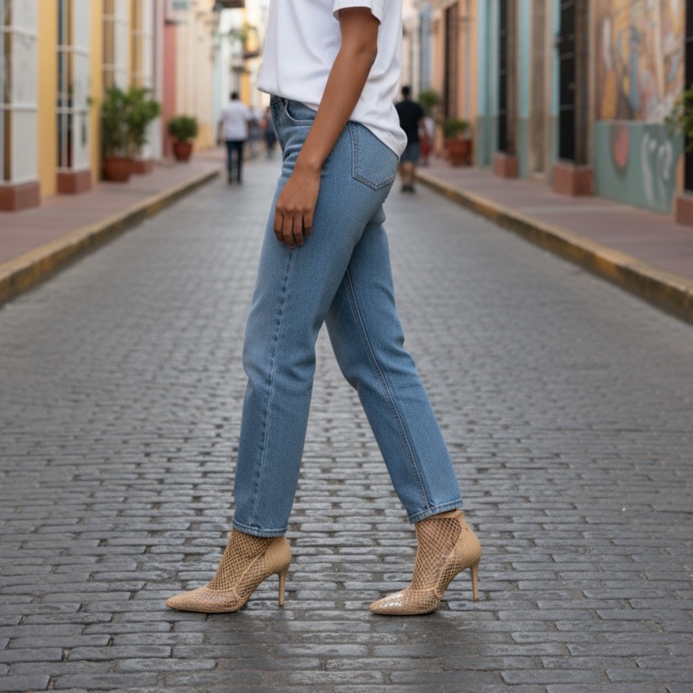 Steve Madden Beige Mesh Ankle Booties